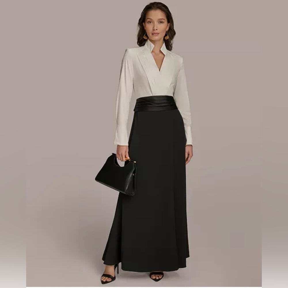 DONNA KARAN Women's Mixed-Media Scuba-Crepe Gown